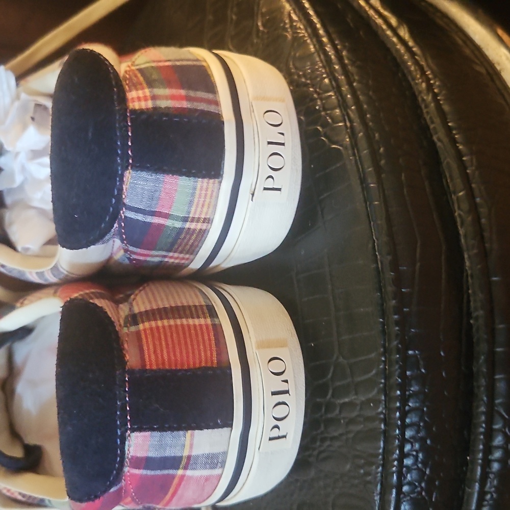 Ralph Lauren Polo Thorton III Madras Plaid Canvas Lace Up Shoes EUC, Classic - Picture 6 of 13